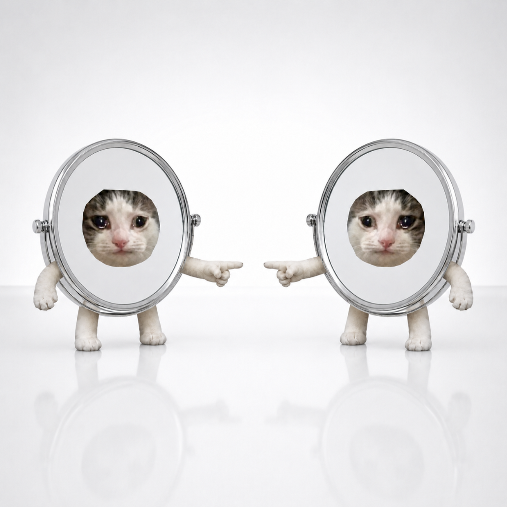Two Mirror Cats pointing at each other